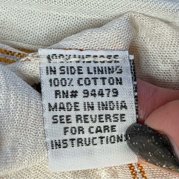 Anthropologie Me 2 Magic Cream and Gold Bohemian Dress Womens Size L NWT - Picture 12 of 12